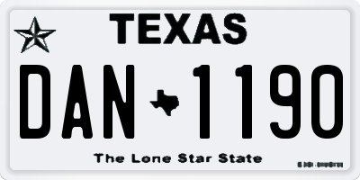TX license plate DAN1190