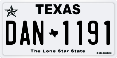 TX license plate DAN1191