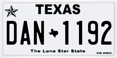 TX license plate DAN1192