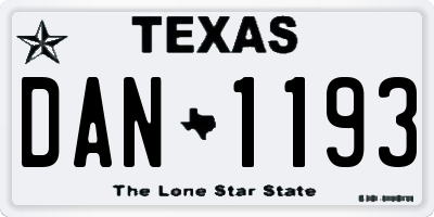 TX license plate DAN1193