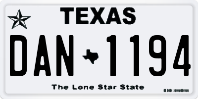 TX license plate DAN1194