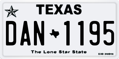 TX license plate DAN1195