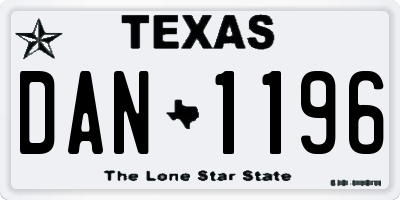 TX license plate DAN1196