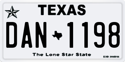 TX license plate DAN1198