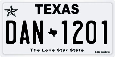 TX license plate DAN1201