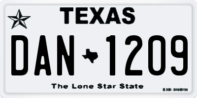 TX license plate DAN1209