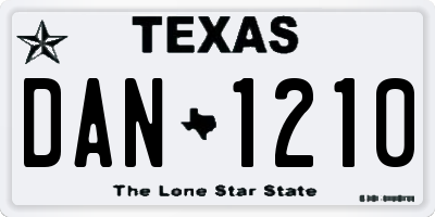 TX license plate DAN1210