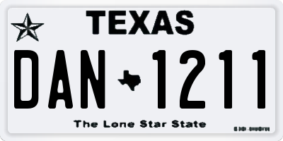 TX license plate DAN1211