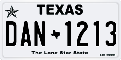TX license plate DAN1213