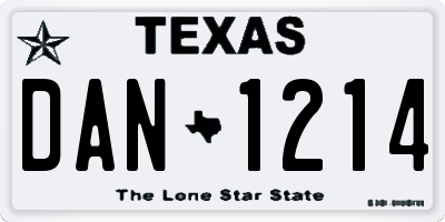 TX license plate DAN1214