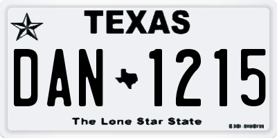 TX license plate DAN1215