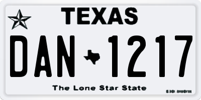 TX license plate DAN1217