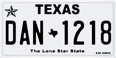 TX license plate DAN1218
