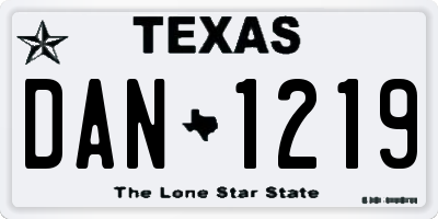 TX license plate DAN1219