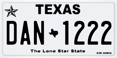TX license plate DAN1222