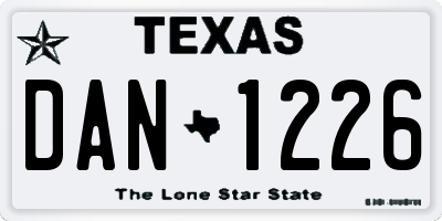 TX license plate DAN1226