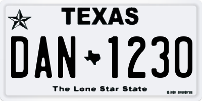 TX license plate DAN1230