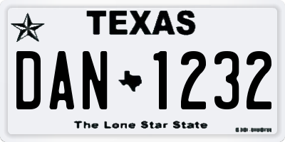 TX license plate DAN1232