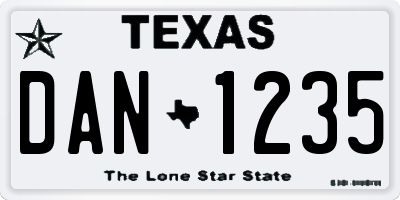 TX license plate DAN1235