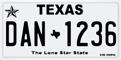 TX license plate DAN1236