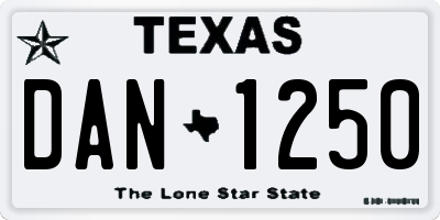 TX license plate DAN1250