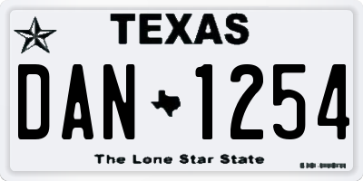 TX license plate DAN1254