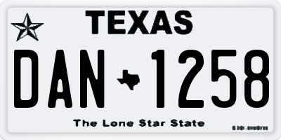 TX license plate DAN1258
