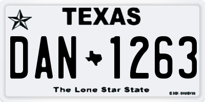 TX license plate DAN1263