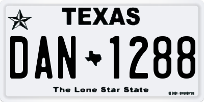 TX license plate DAN1288