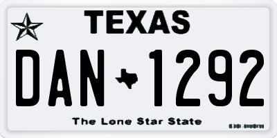 TX license plate DAN1292