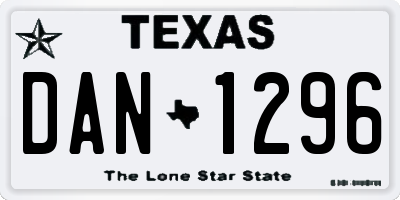 TX license plate DAN1296