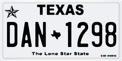 TX license plate DAN1298