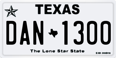 TX license plate DAN1300