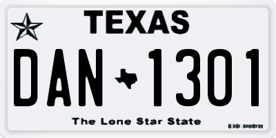 TX license plate DAN1301