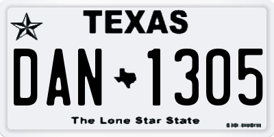 TX license plate DAN1305