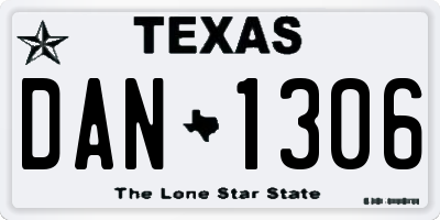 TX license plate DAN1306