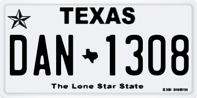 TX license plate DAN1308