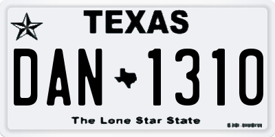 TX license plate DAN1310