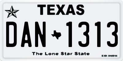 TX license plate DAN1313