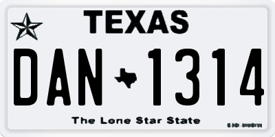 TX license plate DAN1314