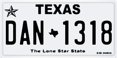 TX license plate DAN1318
