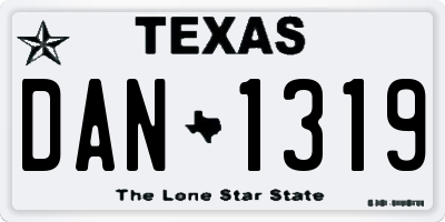 TX license plate DAN1319
