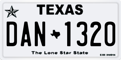 TX license plate DAN1320