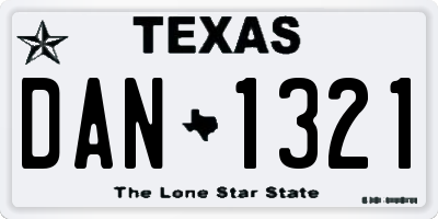 TX license plate DAN1321