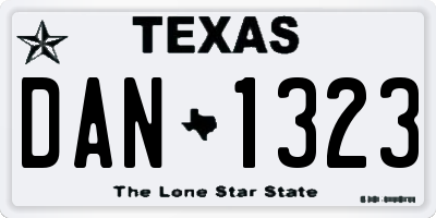 TX license plate DAN1323