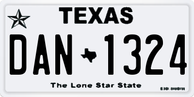 TX license plate DAN1324