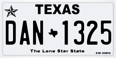 TX license plate DAN1325
