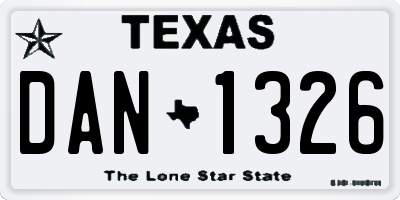 TX license plate DAN1326