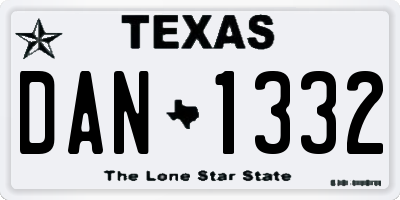 TX license plate DAN1332