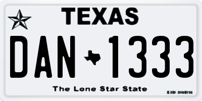TX license plate DAN1333